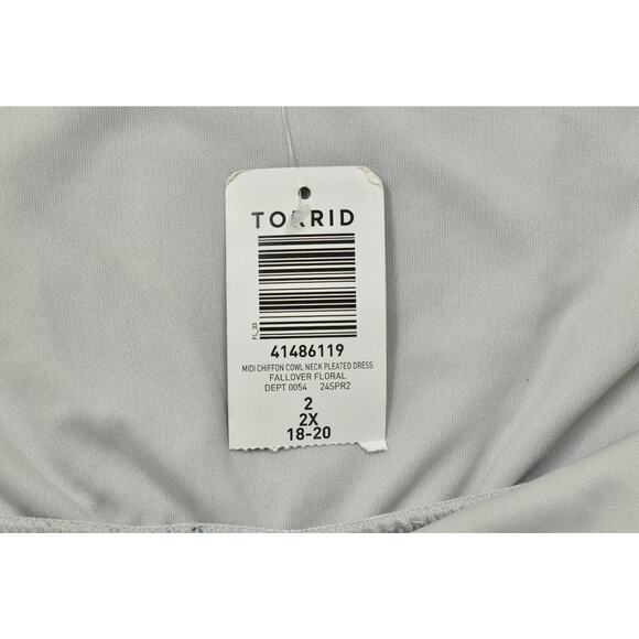 Torrid Plus Size 2 (18/20) Floral Midi Chiffon Cowl Neck Pleated Dress NEW - Picture 6 of 8